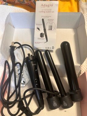 Adagio 3-in-1 Interchangeable Curling Wand Set - Black